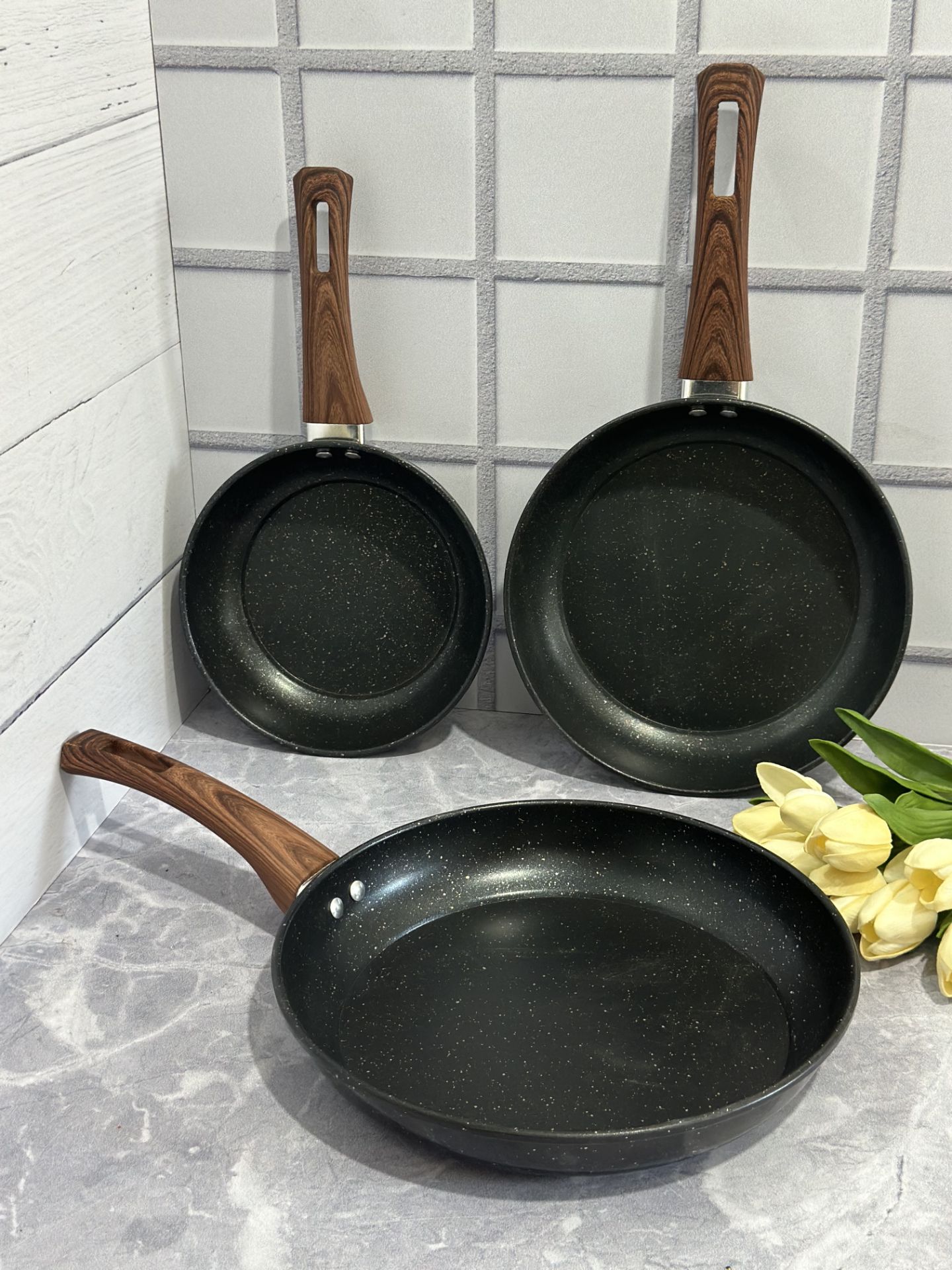 سه تابه تک دسته تمام گرانیت cook wear