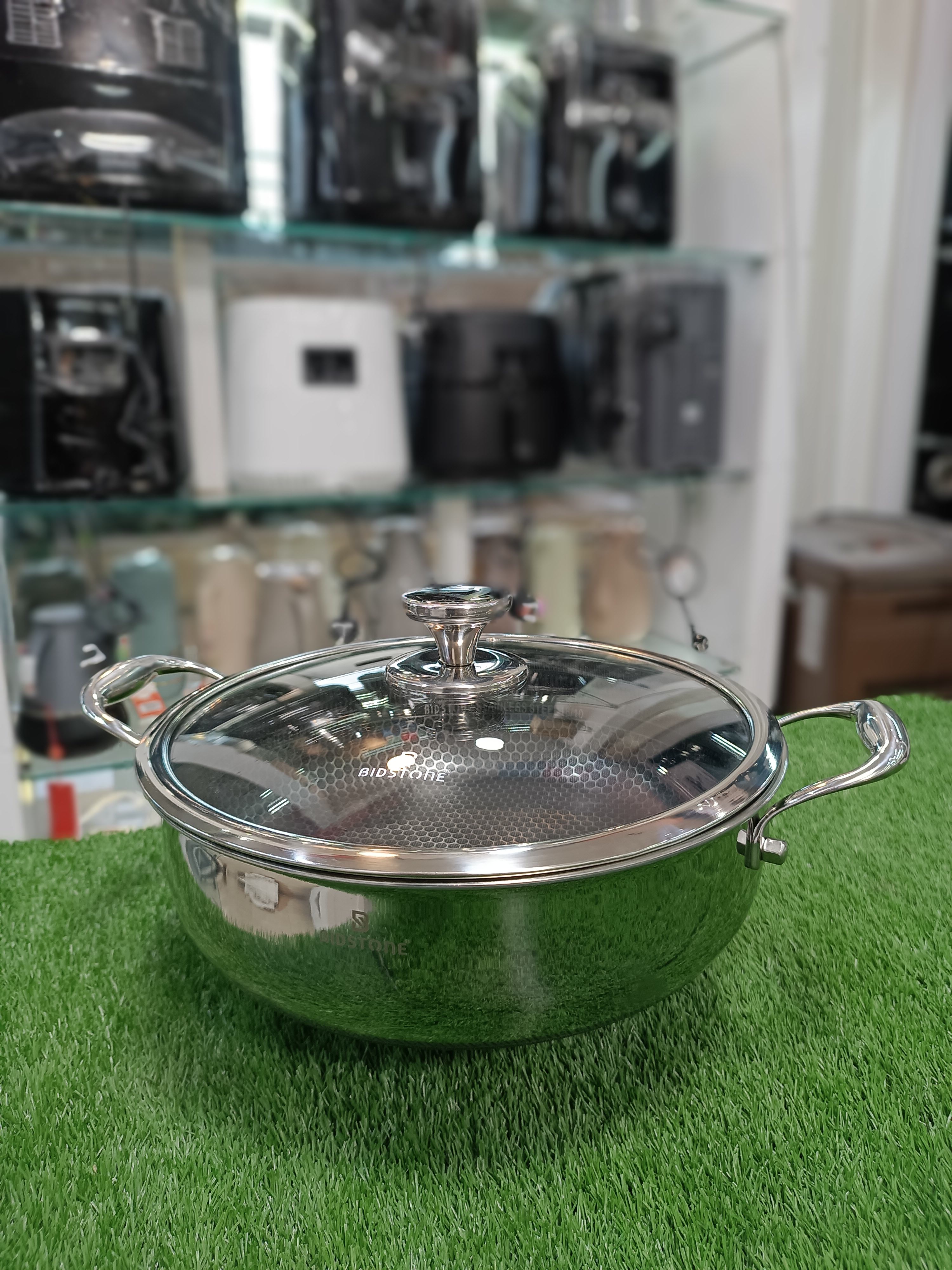 تابه دو دسته استیل کف لیزری بیدستون سایز 28cm